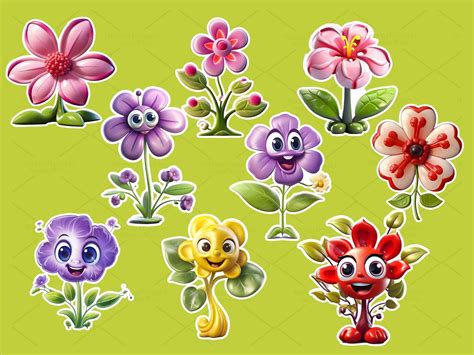 36 Digital Cute Flower Clip Art Set, Cute Flower Sticker, Cute Flower ...