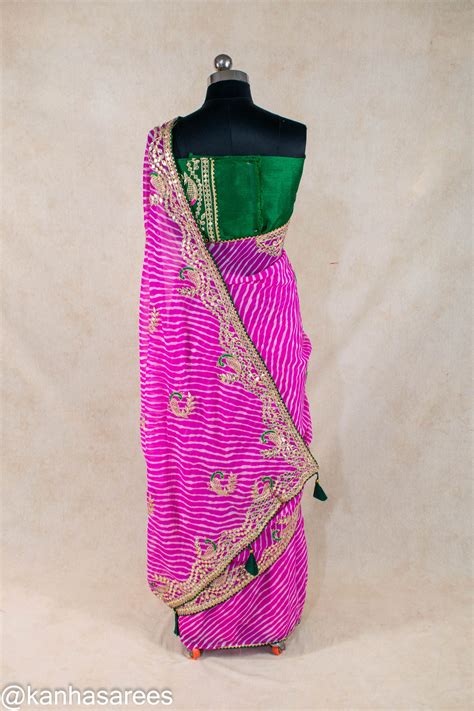 Leheriya Gota Patti Saree | Cash on Delivery Available – KANHASAREE
