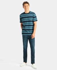 Buy Super Combed Cotton Rich Striped Round Neck Half Sleeve T-Shirt ...