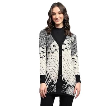 Buy Monte Carlo Womens Self Design Black V Neck Full Sleeve Cardigan ...