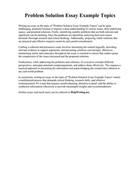 Image result for Problem and Solution Essay Examples