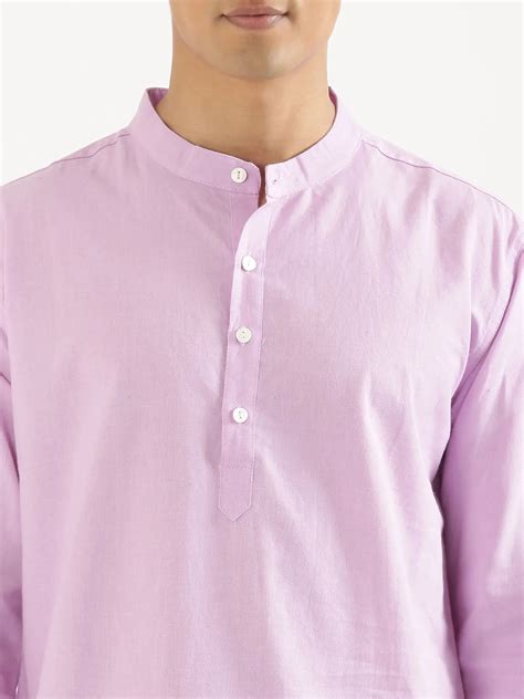 Men Lilac Airy Linen Short Kurta
