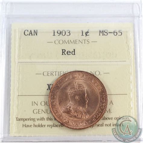 1-cent 1903 ICCS Certified MS-65 Red