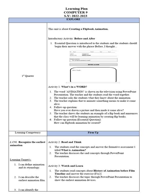 Image result for Animation Lesson Plan