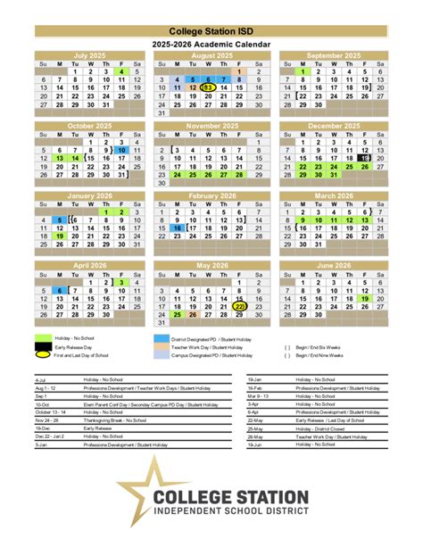 College Station ISD School Calendar 25-26 [pdf] - EduCounty