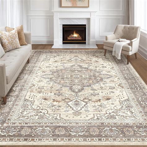 Amazon.com: 10x14Ft Area Rugs Living Room: Washable Boho Large Neutral ...