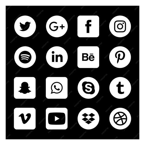 Réseau de médias sociaux icône symbole logotype pictogramme ensemble ...