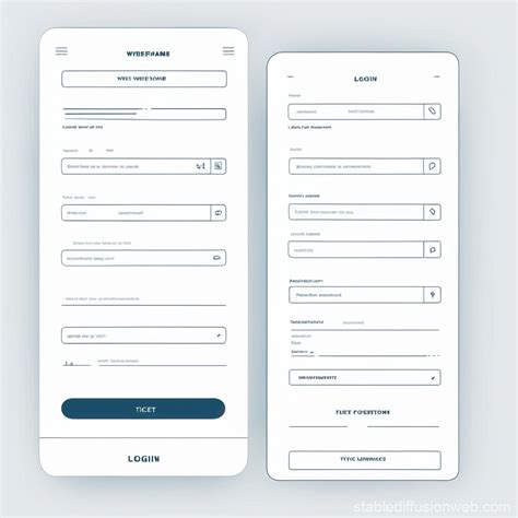 Wireframe Design for Login and Create Account | Stable Diffusion Online