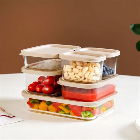 Groovo Stackable Glass Food Storage Container Set Of 6 S 310ml M 520ml ...