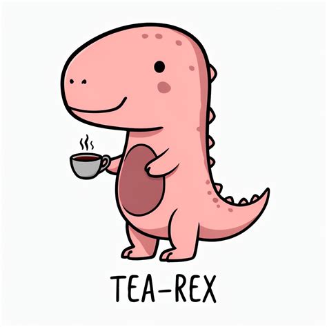 Cute Tea-Rex Dinosaur Character with Teacup Sticker - Playground