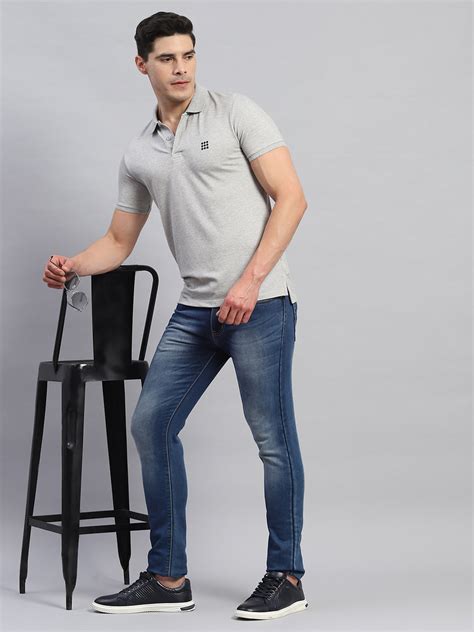 Buy Men Grey Solid Collar Half Sleeve T-Shirt Online in India - Rock.it ...