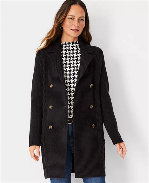 Petite Double Breasted Cable Coatigan