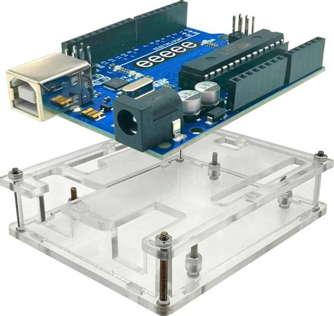Buy EEEEE UNO R3 ATMEGA328P ATMEGA16U2 & Acrylic Case Enclosure, 2 in 1 ...
