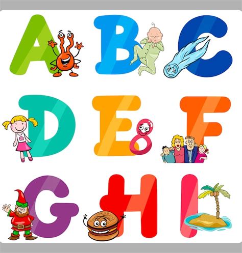 Onderwijs Cartoon Alfabetletters voor kinderen | Premium Vector