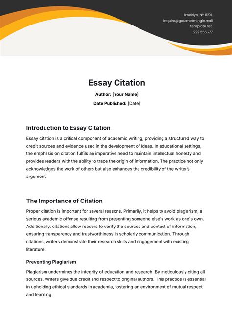 Free Essay Citation Template to Edit Online