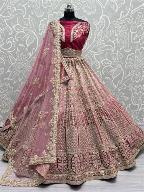 Buy Purple Thread Work Velvet Lehenga Choli From Ethnic Plus