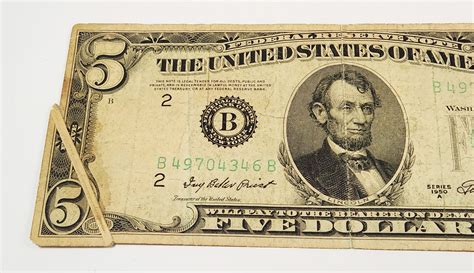 Wow....Misprinted Folding Error $5 Dollar Bill 1950 #2169902 ...
