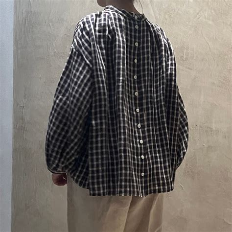 R&D.M.Co-/OLDMAN'S TAILOR SCOTLAND PEAT CHECK SMOCK BLOUSE #6296 Peat ...