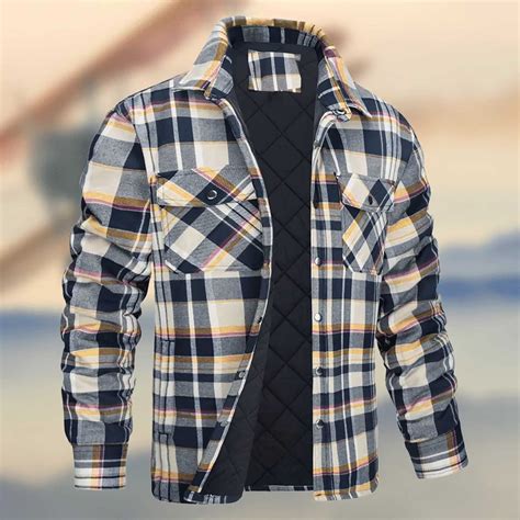 cllios Flannel Shirts for Men Plus Size Plaid Jackets Fall Button Down ...