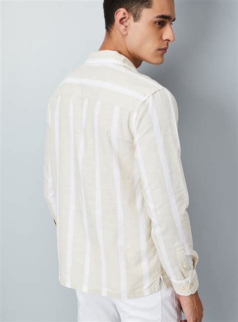 Buy Men Striped Slim Fit Linen Shirt Online at just Rs. 1199.0 ...