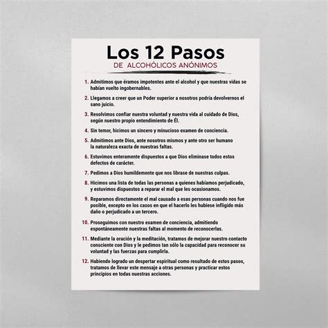 SPANISH 12 Steps of AA Los 12 Pasos de Acoholicos Anonimos Mental ...