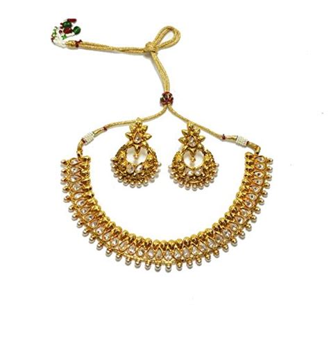 Buy GOLD PLATED AD NECKLACE/CHOKER WITH EARRING2PC at Amazon.in