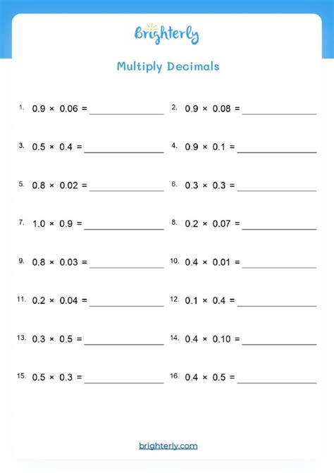 Image result for Multiplying with Decimals Worksheet