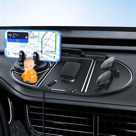 Anti-slip Mat Multi-functional Mobile Phone Holder Car Dashboard Stora ...