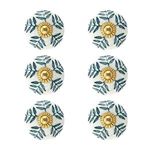 ROCOCO Ceramic Knobs for Drawers, Door Knob, Leaf Design Drawer Handles ...