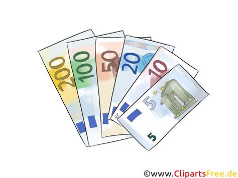 Viele Geldscheine 5, 10, 20, 50, 100, 200 Euro Cliparts