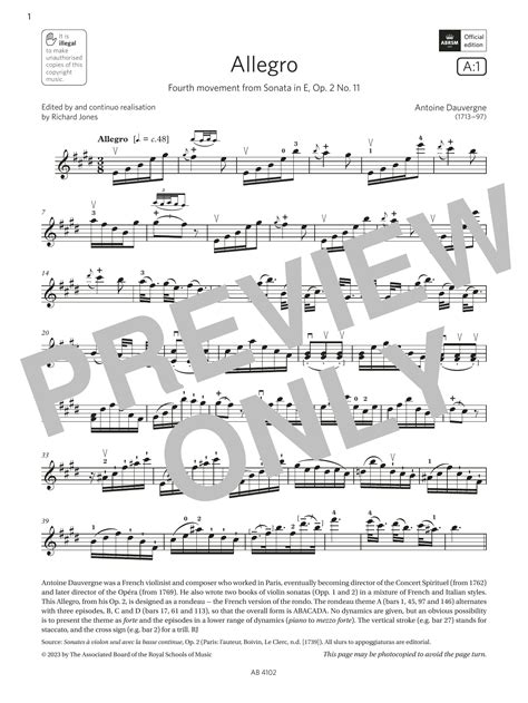 Allegro (Grade 8, A1, from the ABRSM Violin Syllabus from 2024) von ...