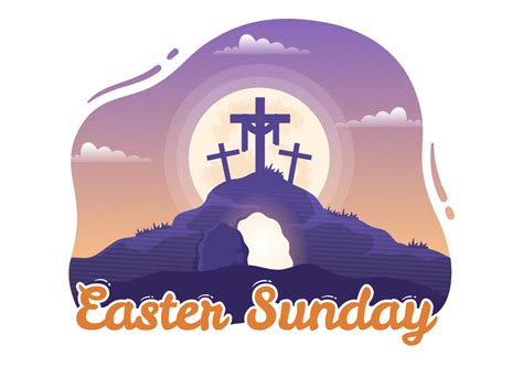 Happy Easter Sunday Day Illustration with Jesus, He is Risen and ...