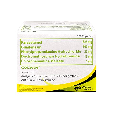 COLVAN Paracetamol / Guaifenesin / Phenylpropanolamine Hydrochloride / Dextromethorphan ...