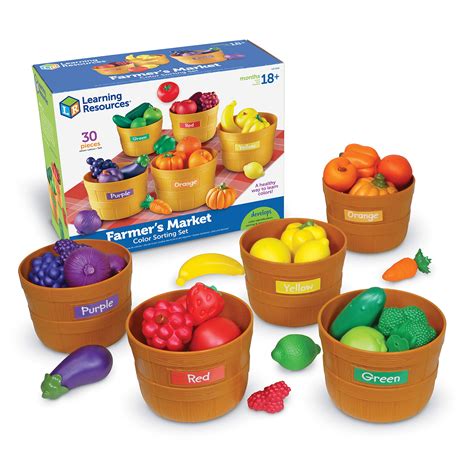 Learning Resources Farmers Market Color Sorting Set Play Food Kids ...