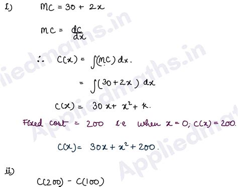 Q1. The marginal cost of production of the commodity is 30 + 2x, it is ...