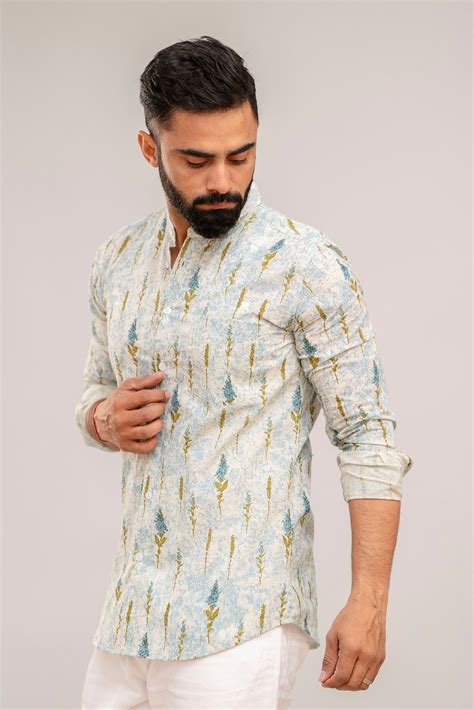 Sky Blue Floral Cotton Shirt - Me & My – Me&My