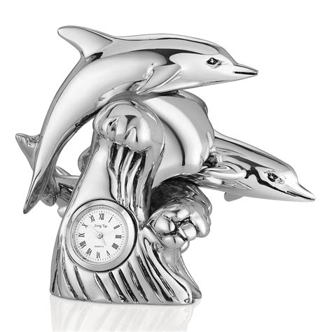 3 Dolphins Clock- Silver – Momentz