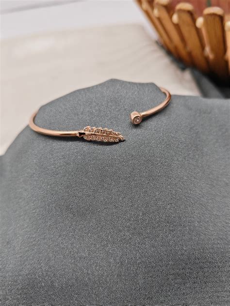 925 Silver Rose Gold Colour Single Leaf Design Kada – Dasya Silver