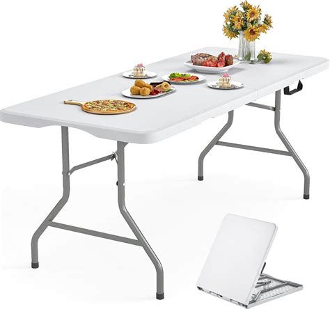 5 Foot Folding Table with Carrying Handle - Portable Plastic Fold in ...