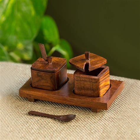 Buy ExclusiveLane 'Wood Serving Squares' Handcrafted Wooden Refreshment ...