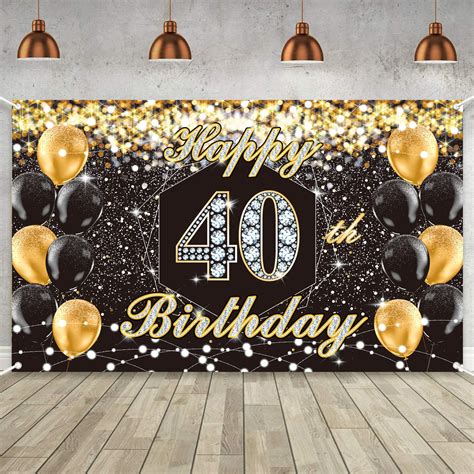 Buy AILIBA 40th Birthday Banner Backdrop, 40th Birthday Party ...