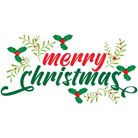 Merry Christmas Text Typography With Xmas Elements Transparent, Merry ...