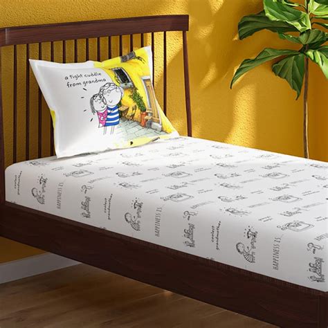 Buy PORTICO Happiness Is Cotton 164TC Printed 2Pcs Single Bedsheet Set ...