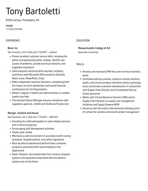 Image result for Cath Lab Resume