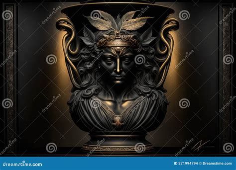 Aether Greek Mythology God Black Gold Vase by Generative Ai Stock ...