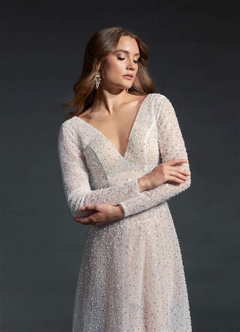 Diamond White/Nude Platinum Diamond White Nude A-Line Sequins Dress ...