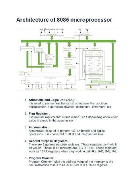 MPMC Notes on 8085 Microprocessor Architecture & Addressing Modes - Studocu
