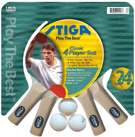Buy Stiga T0520 Classic 4-Player Pips Out Table Tennis Set Online at ...