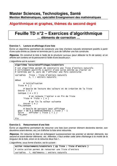 Image result for Algorithme Tableau Exercice Corrige