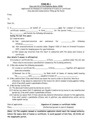 Fillable Online FORM RE1 (See rule 112 of the Explosives Rules Fax ...